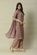 Mauve LIVA Straight Printed Kurta Palazzo Suit Set image number 6