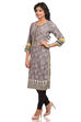 Grey Straight Rayon Kurta image number 3