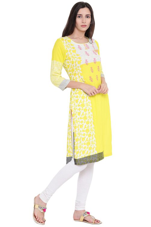 Lime Green Viscose Straight Kurta image number 2