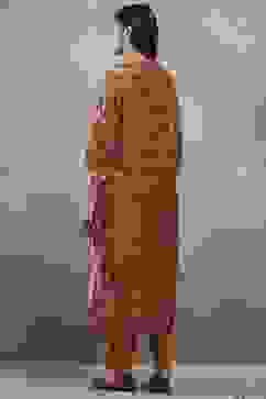 Mustard Polyester Printed Straight Suit Set image number 4