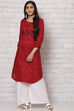 Red LIVA Straight Kurta image number 0