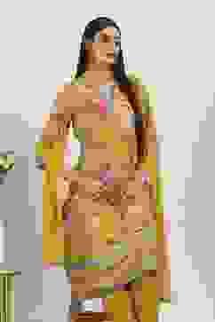 Yellow Viscose Polyester Kalidar Suit Sets image number 6