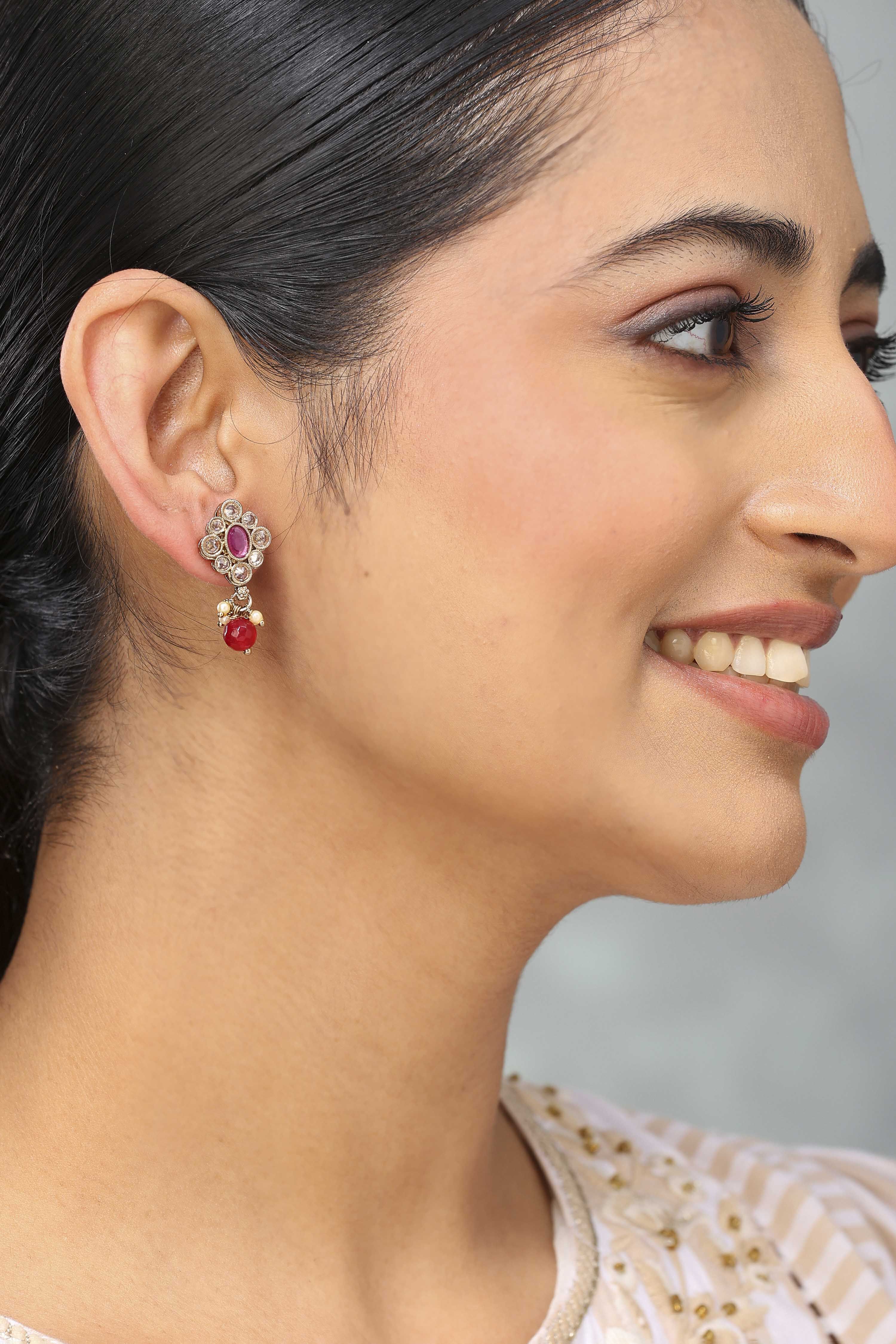 Red Brass Drop & danglers image number 1