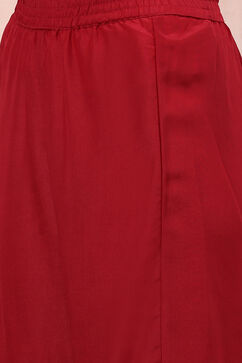 Red Art Silk Straight Suit Set image number 2