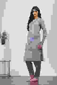 Purple Cotton Kurta Pants Set image number 3