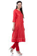 Coral Kalidar Viscose Kurta image number 3