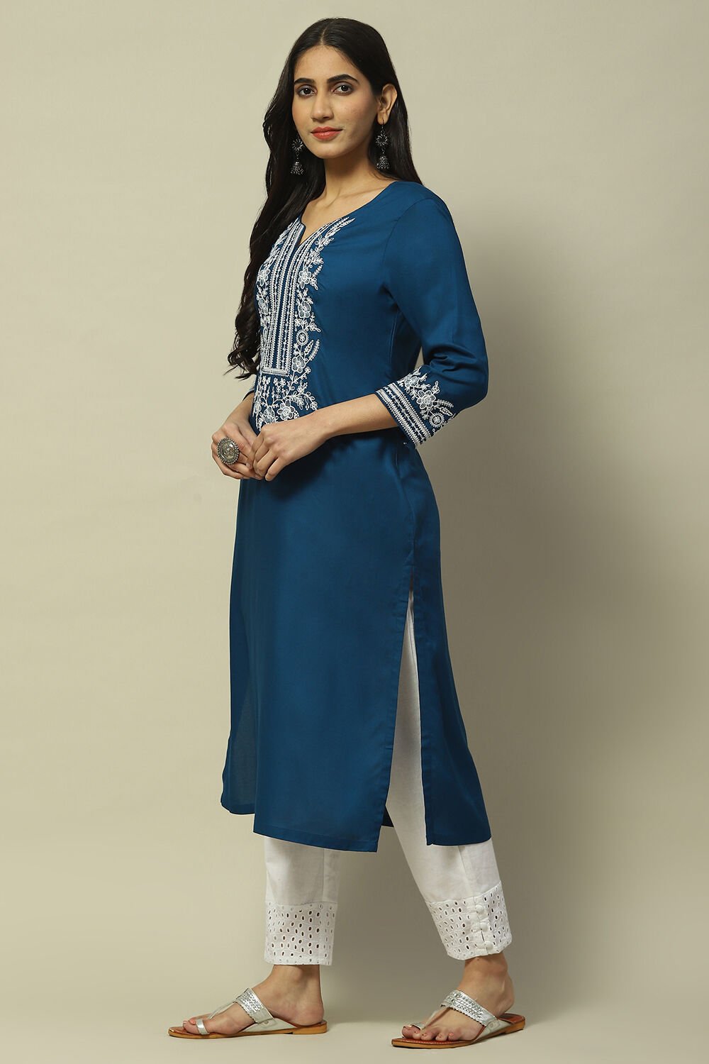 Indigo Rayon Staight Kurta image number 2