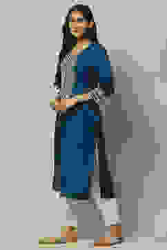 Indigo Rayon Staight Kurta image number 2