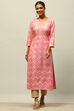 Pink Printed Straight Kurta image number 0