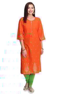 Orange Straight Kurta image number 3