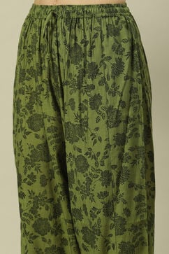 Green LIVA Chiffon Straight Printed Kurta Palazzo Suit Set image number 6