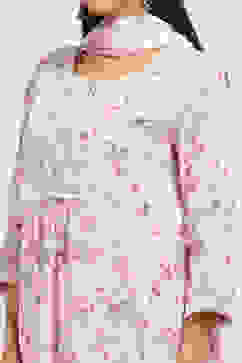Pink Cotton Printed Straight Suit Set image number 1