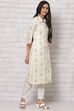 Off White LIVA Straight Kurta image number 3