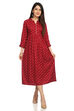 Maroon Flared Viscose Dress image number 5