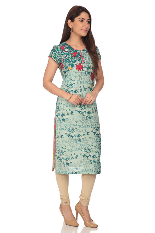 Mint Green Straight Viscose Rayon Indie Top image number 2
