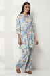 Aqua Floral Printed Straight Co-ord Set image number 5