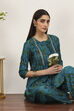Green Viscose Polyester Viscose Rayon Kurta Pants Set image number 7