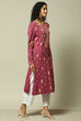 Dusky Pink Acrylic Straight Printed Kurta image number 4