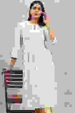 Beige Cotton Yarndyed Straight Kurta image number 6