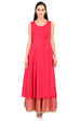 Pink Flared Viscose Kurta image number 5