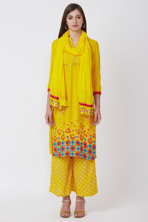 Yellow Straight Viscose Kurta image number 4
