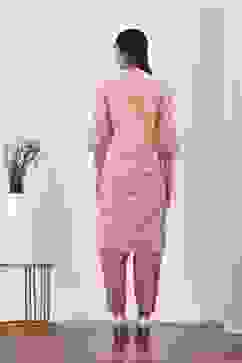 Pink Viscose Polyester Gathered Suit Sets image number 4