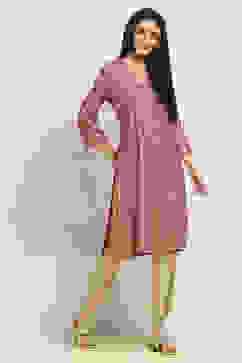 Pink Viscose Blend Printed Straight Kurta image number 4