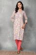 Lavender Printed Straight Kurta image number 0