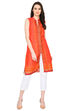 Pink & Orange Straight Polyester Kurta image number 0