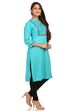 Turquoise Straight Cotton Kurta image number 1