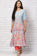 Blue Viscose Rayon A Line Dress image number 0