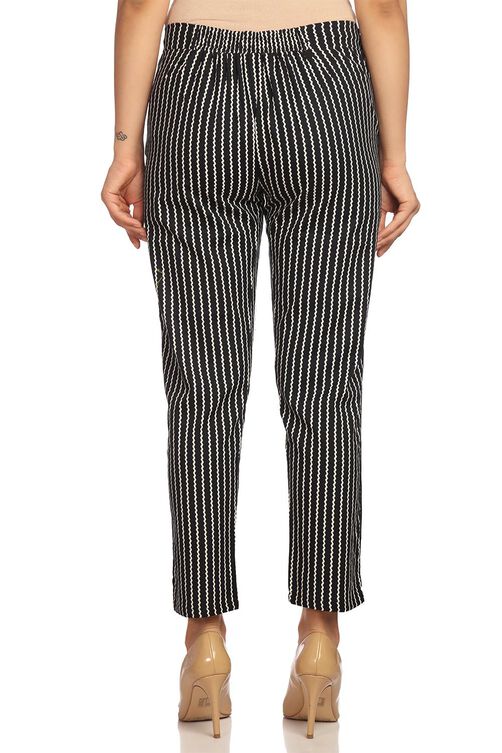 Black Cotton Fusion Pants image number 1