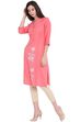 Peach Cotton Straight Kurta image number 3