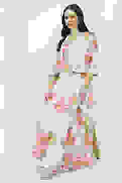 Off White Viscose Blend Skirt Set image number 0