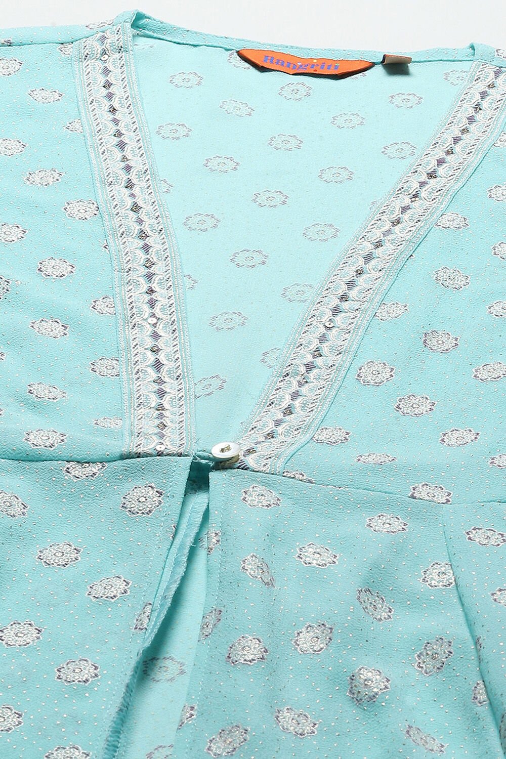 Blue Viscose Shantoon Printed A-line Dress image number 1