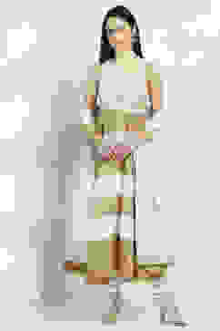 White and Golden Tiered Anarkali Suit Set image number 6