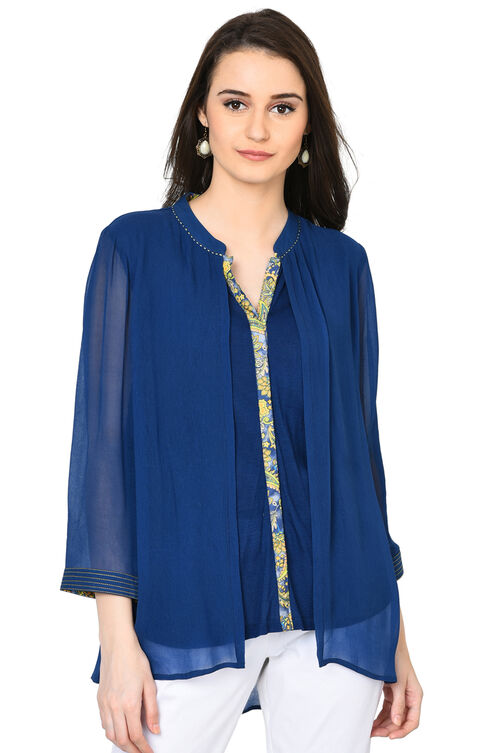 Indigo Straight Viscose Indie Top image number 0