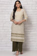 Olive Green Cotton Straight Kurta image number 0