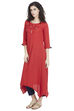 Red A Line Viscose Kurta image number 2