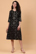 Black LIVA A Line Kurta Dress image number 5