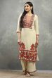 Beige Viscose Straight Kurta Pants Set image number 6