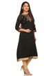 Black Cotton A-Line Kurta image number 1