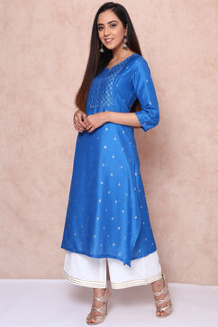 Royal Blue Art Silk A Line Kurta image number 1