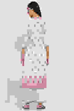 White Printed Straight Suit Set image number 4