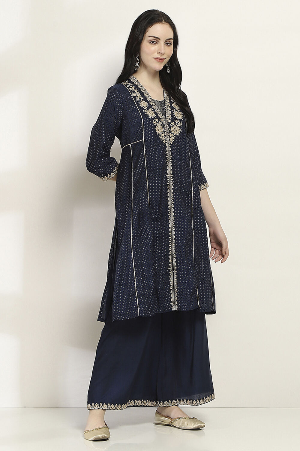 Navy Viscose Kalidar SET image number 5