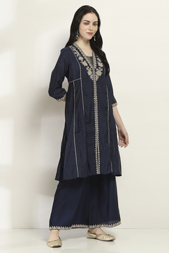 Navy Viscose Kalidar SET image number 5