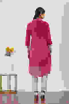 Pink Cotton Straight Kurtas image number 3