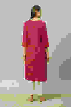 Pink LIVA Straight Printed Kurta image number 3