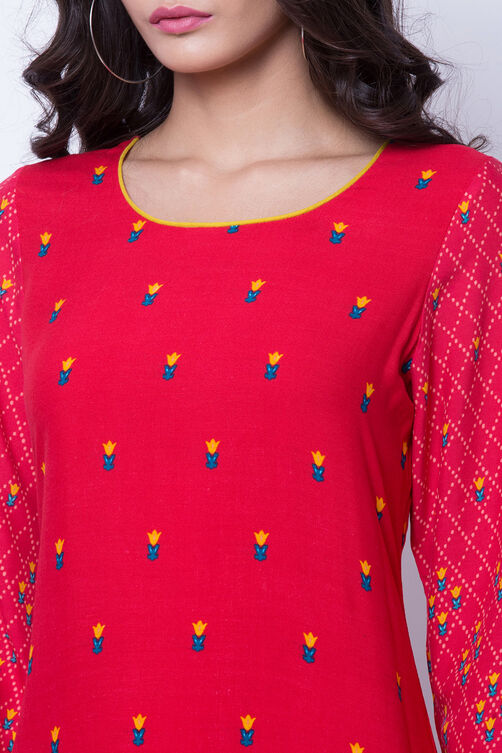 Coral Viscose Rayon Straight Kurta image number 1