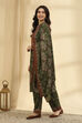Green Polyester Printed Straight Suit Set image number 3